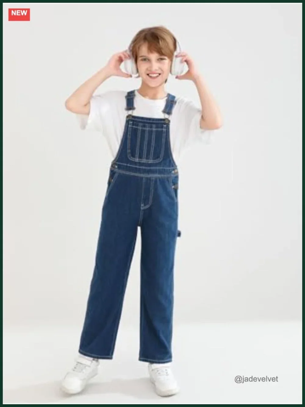 Boys Denim Bib Overalls Adjustable Straps with Pockets